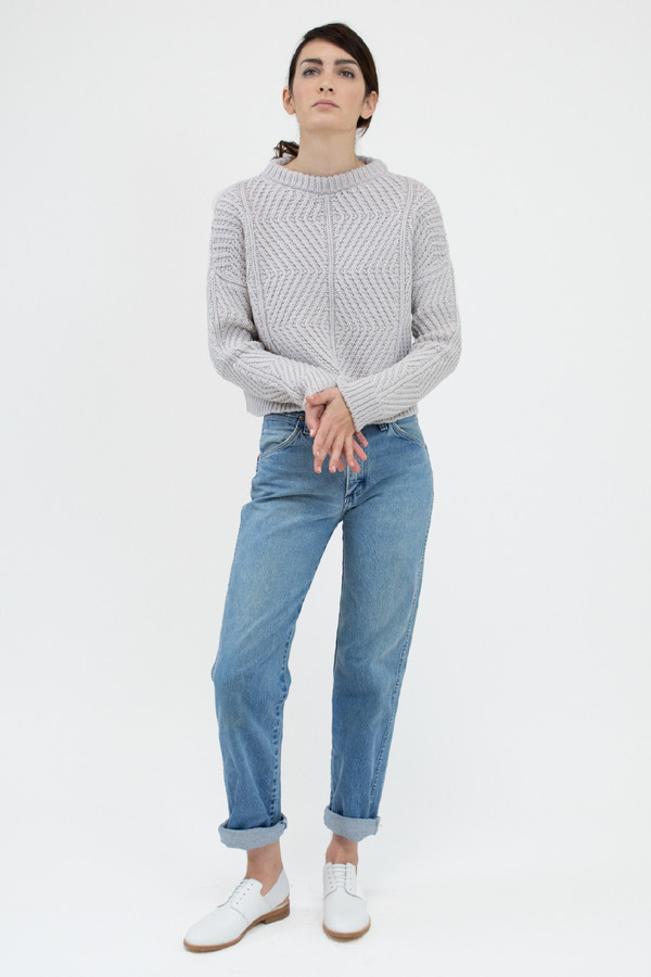 Micaela Greg Pale Silver Bevel Sweater Micaela Greg Pale Silver Bevel Sweater