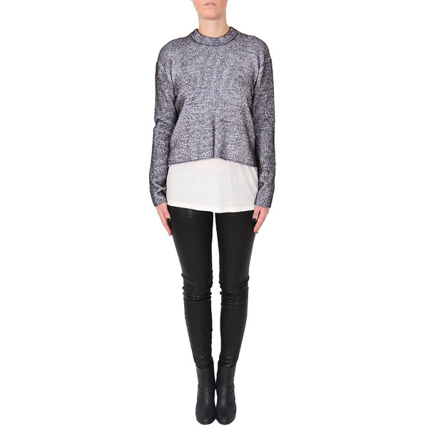 T By Alexander Wang PLAITED CARDIGAN PULLOVER - BLACK + WHITE T By Alexander Wang PLAITED CARDIGAN PULLOVER - BLACK + WHITE