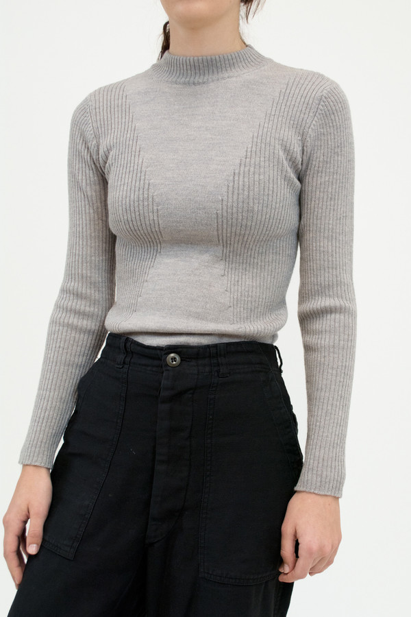 Micaela Greg Dove Grey Rib Turtleneck Micaela Greg Dove Grey Rib Turtleneck