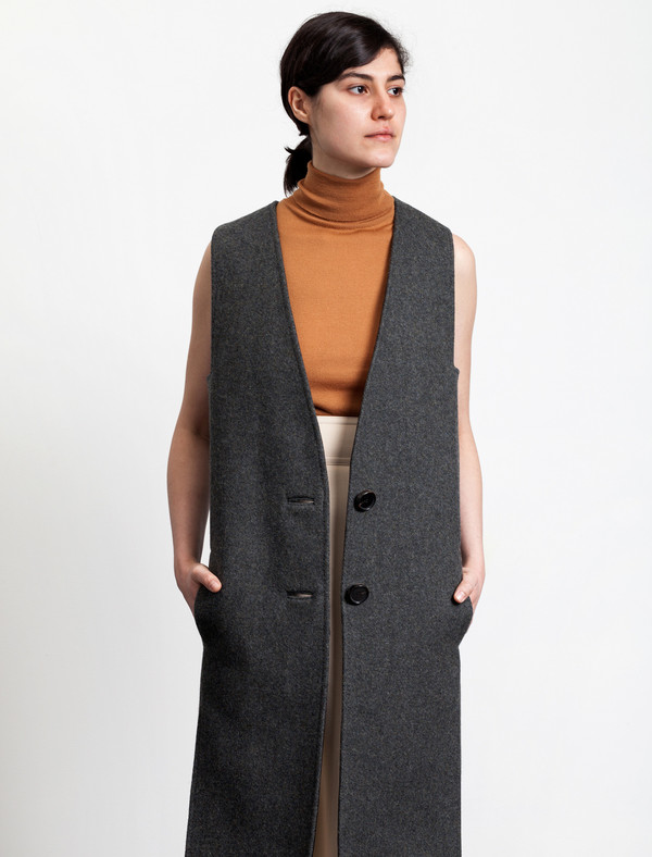 Lemaire Long Vest Wool Graphite Lemaire Long Vest Wool Graphite