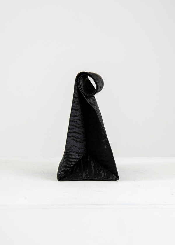 S M K Black Velvet Foldover Bag S M K Black Velvet Foldover Bag