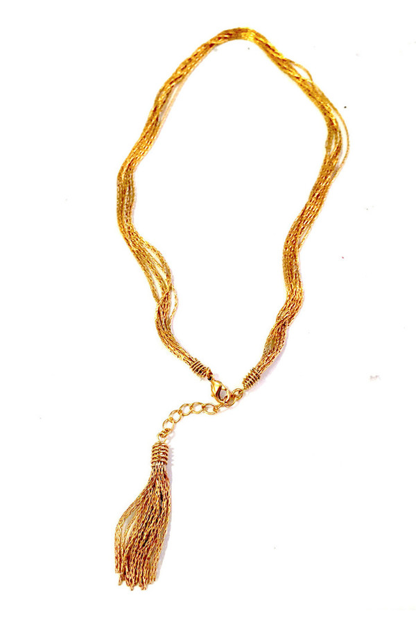 Jorge Morales Gold Plated Brass Fringe Necklace Jorge Morales Gold Plated Brass Fringe Necklace
