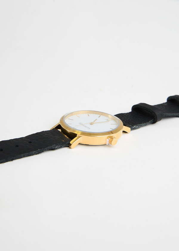 Berg + Betts Gold Round Watch in Black Berg + Betts Gold Round Watch in Black