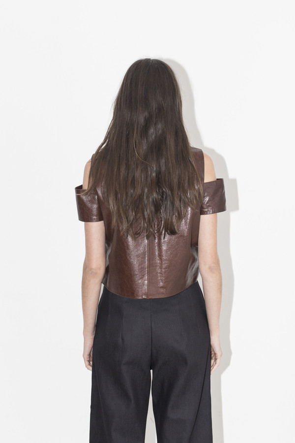 Markoo Brown Kasha Cut Out Top Markoo Brown Kasha Cut Out Top