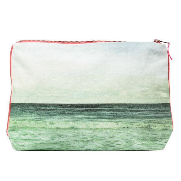 Dezso by Sara Beltran EMERALD WAVES CANVAS POUCH Dezso by Sara Beltran EMERALD WAVES CANVAS POUCH