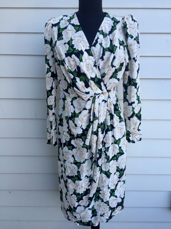 Fujin plaxa couture japanese floral 80's wrap dress Fujin plaxa couture japanese floral 80's wrap dress