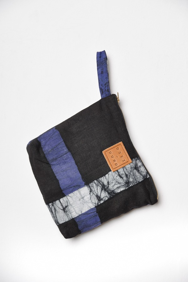 Osei-Duro Stibio Pouch in Cobalt Grid Osei-Duro Stibio Pouch in Cobalt Grid