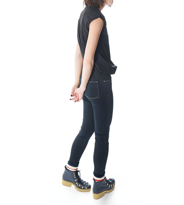 08sircus Black Cap Sleeve T-Shirt 08sircus Black Cap Sleeve T-Shirt