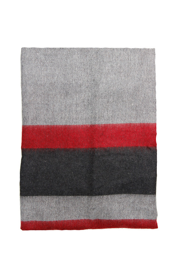 Alpaca Wool Blanket Charcoal Red Stripe Alpaca Wool Blanket Charcoal Red Stripe