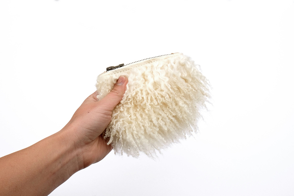 Primecut CREAM CURLY SHEEP SMALL POUCH Primecut CREAM CURLY SHEEP SMALL POUCH