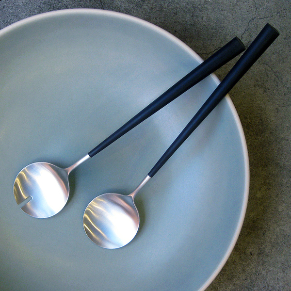 Noor brushed steel salad servers Noor brushed steel salad servers