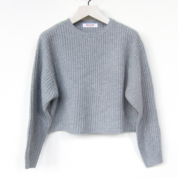 Organic by John Patrick cropped rib pullover - gray melange Organic by John Patrick cropped rib pullover - gray melange