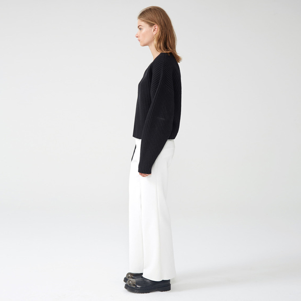 Organic by John Patrick cropped rib pullover - gray melange Organic by John Patrick cropped rib pullover - gray melange