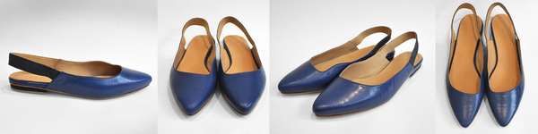 "paro" pointed slingback - bright blue/blue grid "paro" pointed slingback - bright blue/blue grid