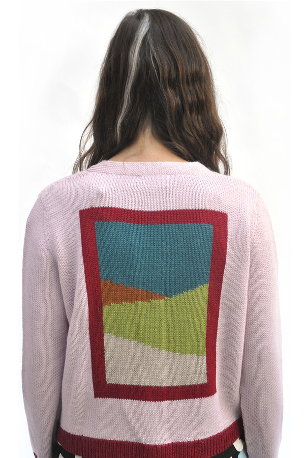 Dusen Dusen Pink Combo Frame Cardigan Sweater Dusen Dusen Pink Combo Frame Cardigan Sweater