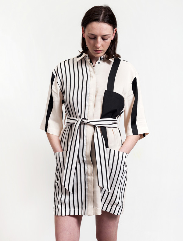 Acne Studios Cabell Linen Dress Stripes Acne Studios Cabell Linen Dress Stripes