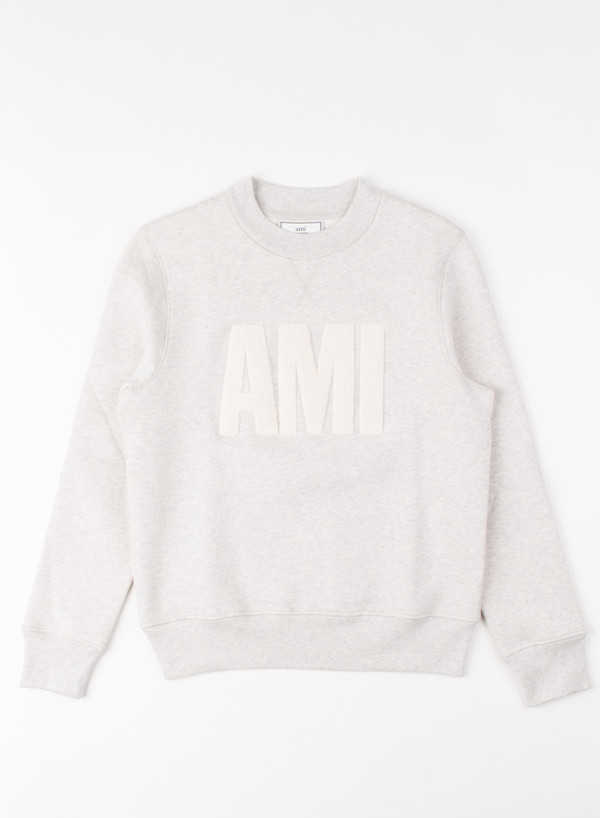 Men's AMI Alexandre Mattiusi AMI Crew Neck Sweatshirt Grege Men's AMI Alexandre Mattiusi AMI Crew Neck Sweatshirt Grege