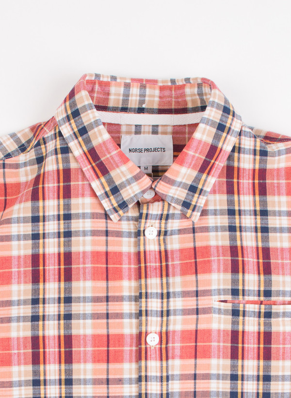 Men's Norse Projects Anton Madras Shirt Blood Orange Men's Norse Projects Anton Madras Shirt Blood Orange