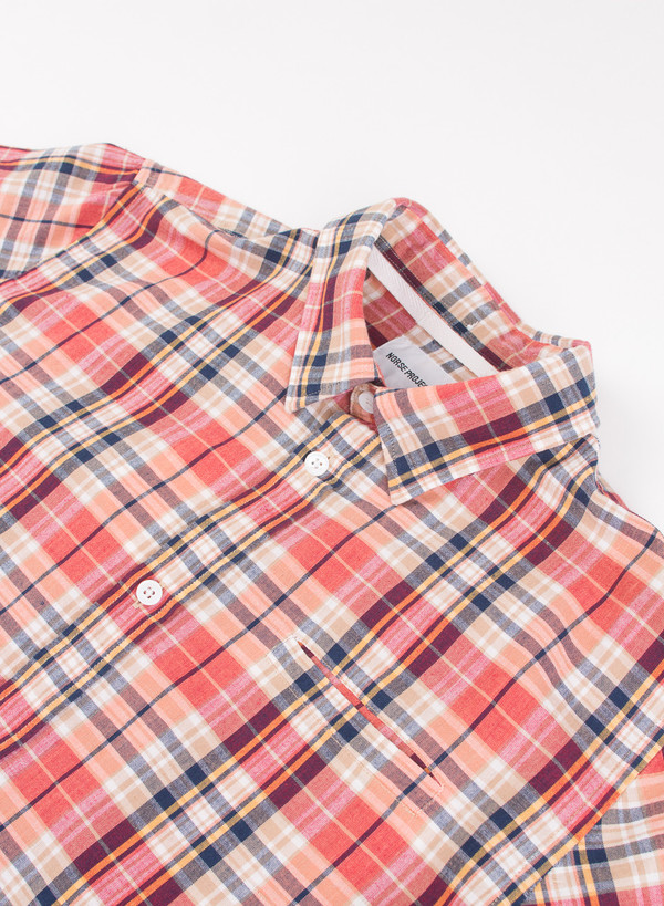 Men's Norse Projects Anton Madras Shirt Blood Orange Men's Norse Projects Anton Madras Shirt Blood Orange