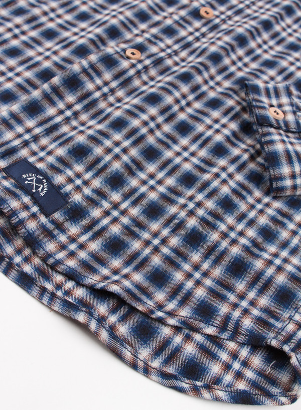 Men's Bleu De Paname Chemise Bureau Carreaux Bleu Men's Bleu De Paname Chemise Bureau Carreaux Bleu