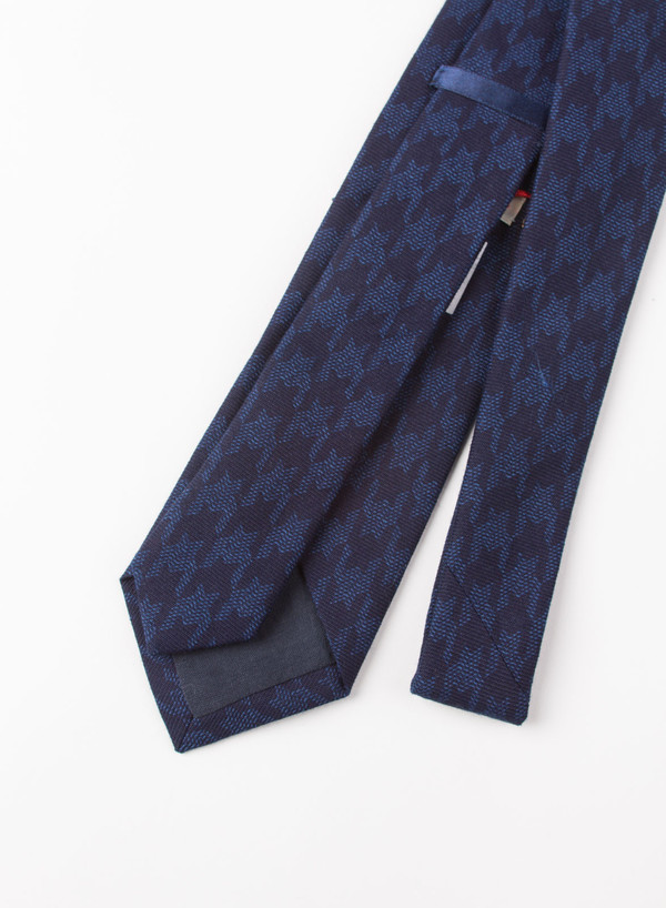 Blue Blue Japan Indigo Houndstooth Flannel Over Printed Tie Blue Blue Japan Indigo Houndstooth Flannel Over Printed Tie