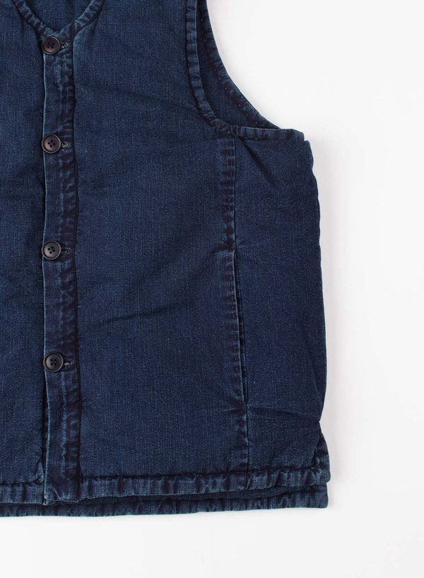 Men's Blue Blue Japan Indigo Puffy Over Vest Men's Blue Blue Japan Indigo Puffy Over Vest