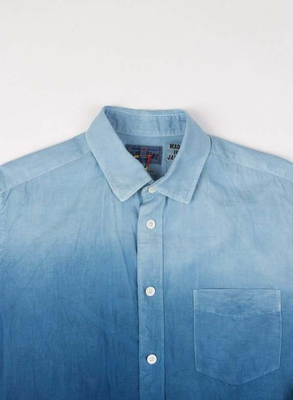 Men's Blue Blue Japan Pure Indigo Gradation Cotton LS Shirt Men's Blue Blue Japan Pure Indigo Gradation Cotton LS Shirt