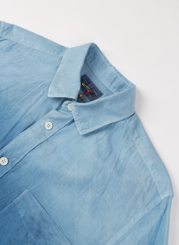 Men's Blue Blue Japan Pure Indigo Gradation Cotton LS Shirt Men's Blue Blue Japan Pure Indigo Gradation Cotton LS Shirt