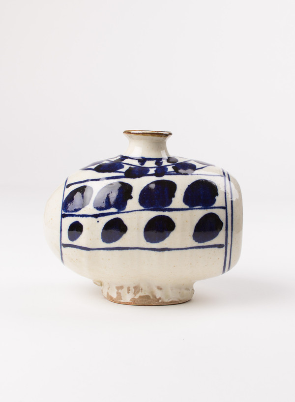 The Hill-Side Tawara Vase Blue and Natural Abstract Leaves The Hill-Side Tawara Vase Blue and Natural Abstract Leaves