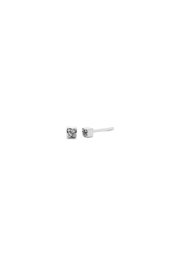 One Stone Box Single Stud 14KWG - White Diamond One Stone Box Single Stud 14KWG - White Diamond