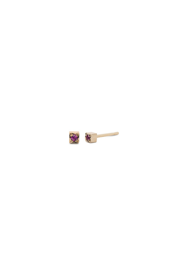 Kara Yoo One Stone Box Single Stud 14KYG - Ruby Kara Yoo One Stone Box Single Stud 14KYG - Ruby