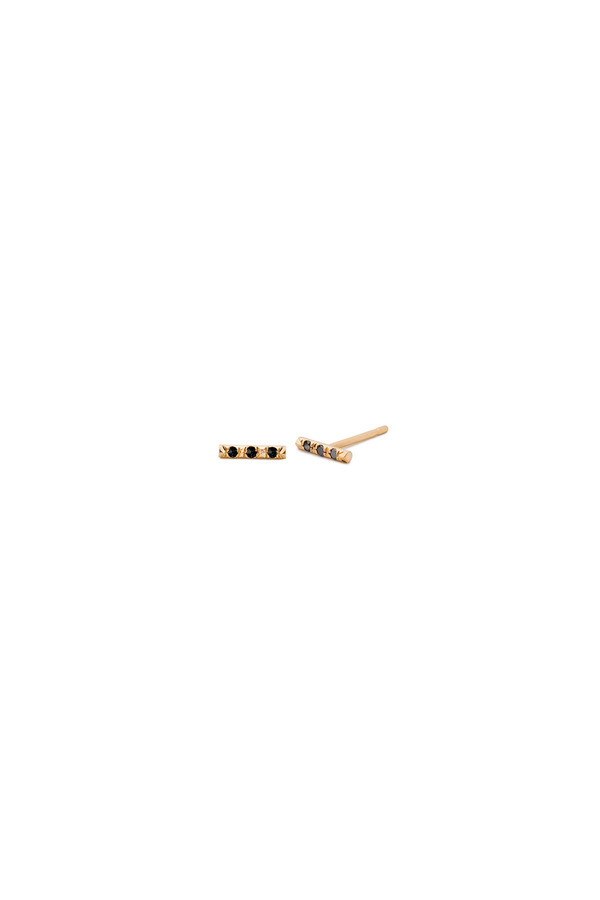 Three Stone Mini Bar Single Stud 14KYG - Black Diamond Three Stone Mini Bar Single Stud 14KYG - Black Diamond