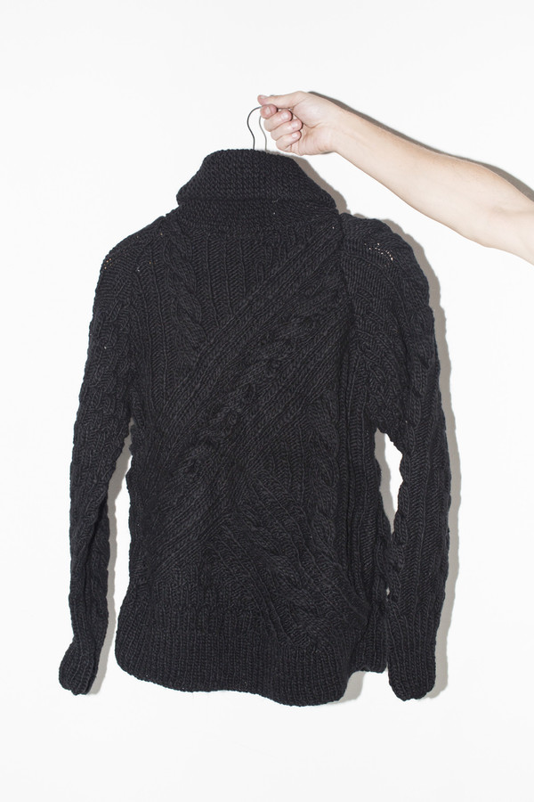 Men's Chamula Wool Crazy Zipper Cardigan- Black Men's Chamula Wool Crazy Zipper Cardigan- Black