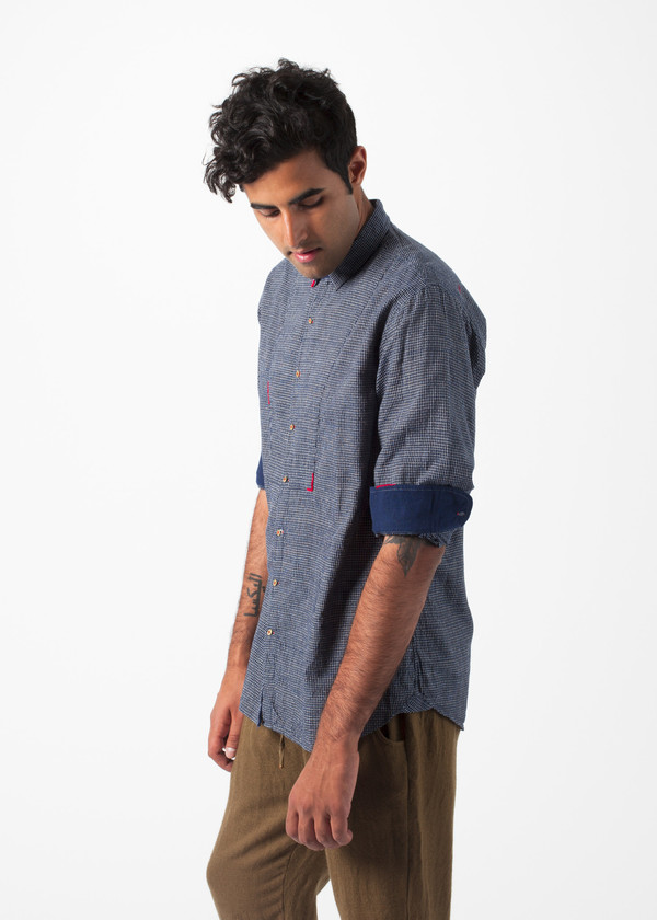Men's Pero Fine Check Bib Shirt Men's Pero Fine Check Bib Shirt