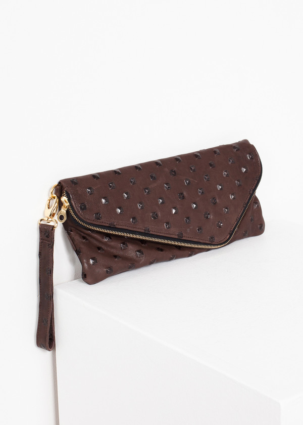 Kate S Mensah Roxanne Leather Clutch in Brown Kate S Mensah Roxanne Leather Clutch in Brown
