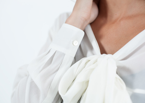 Ter et Bantine Sheer Tie Neck Dress in White Ter et Bantine Sheer Tie Neck Dress in White