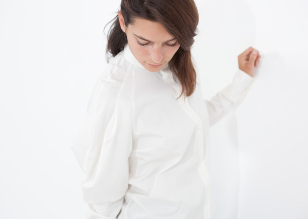 Gianfranco Scotti Trim Collar Poplin Blouse in Off White Gianfranco Scotti Trim Collar Poplin Blouse in Off White