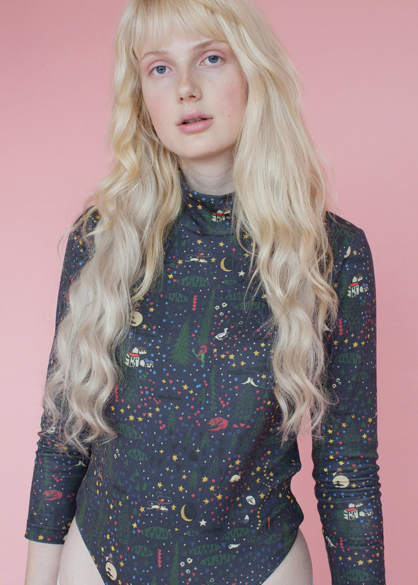 Turtle Bodysuit - Wonderland Print Turtle Bodysuit - Wonderland Print