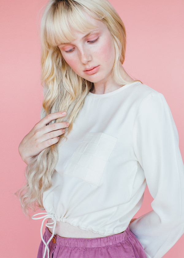 Samantha Pleet Basket Blouse - Ivory Samantha Pleet Basket Blouse - Ivory