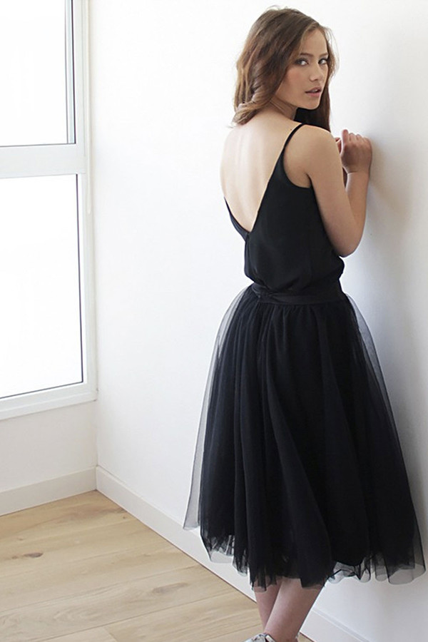 Blush Black Tulle Midi Skirt Blush Black Tulle Midi Skirt