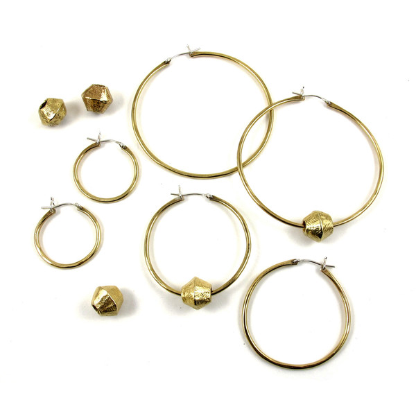 Laurel Hill Channel Hoops with Carved Beads Laurel Hill Channel Hoops with Carved Beads