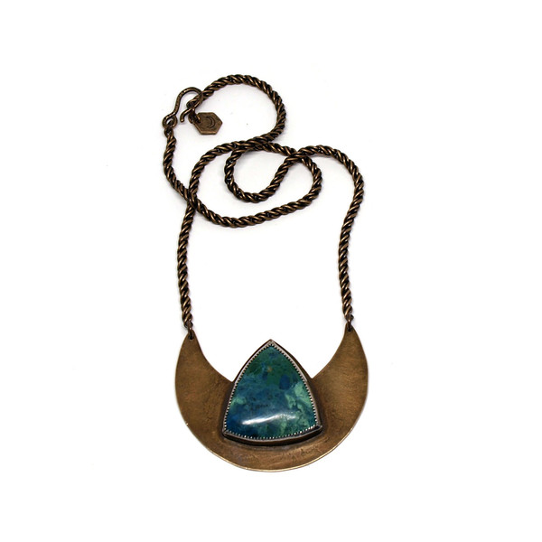 Laurel Hill Crescent Shield Necklace with Tibetan Turquoise // OOAK Laurel Hill Crescent Shield Necklace with Tibetan Turquoise // OOAK