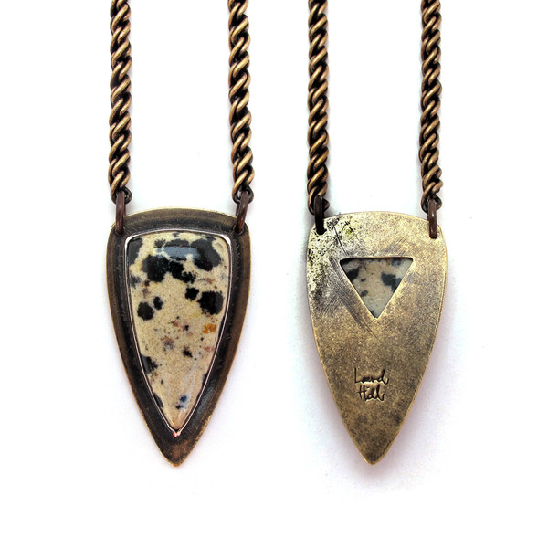 Dalmatian Jasper Solo Shield Necklace Dalmatian Jasper Solo Shield Necklace