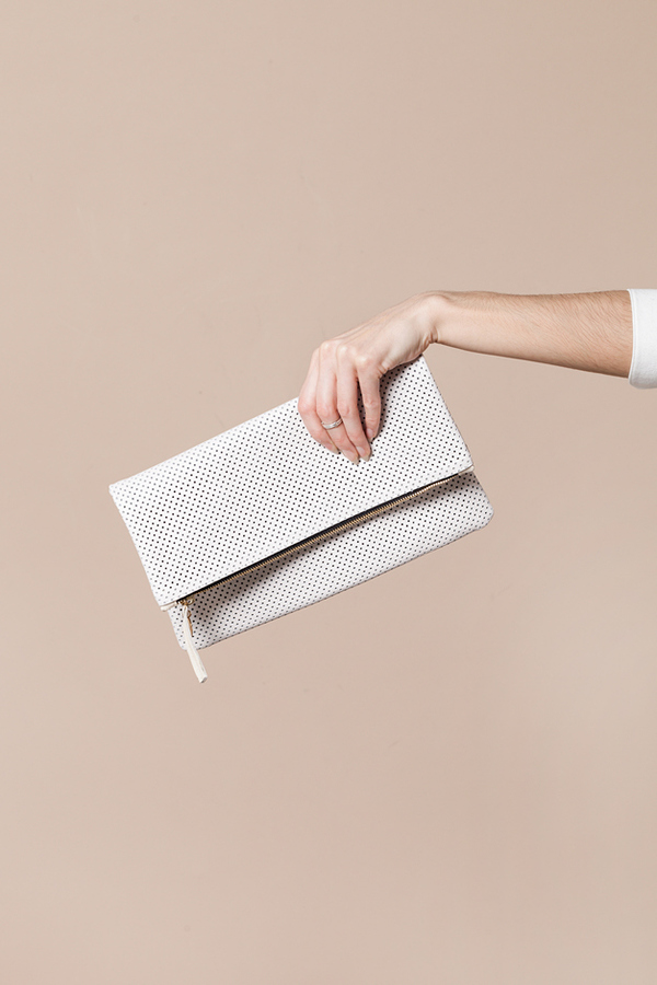 Clare V. Foldover Clutch - perforated white Clare V. Foldover Clutch - perforated white