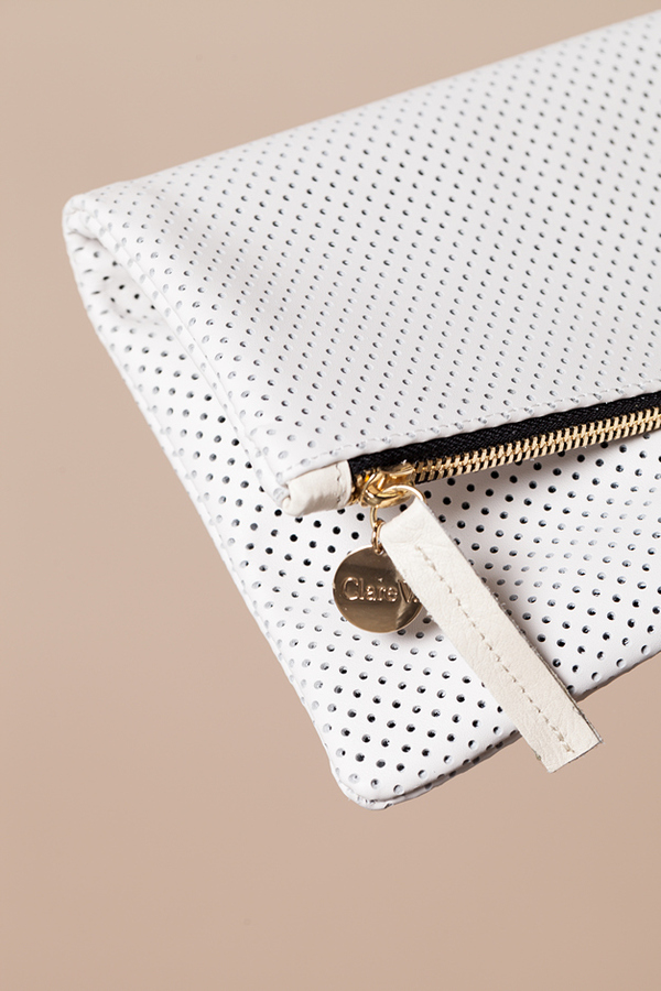 Clare V. Foldover Clutch - perforated white Clare V. Foldover Clutch - perforated white
