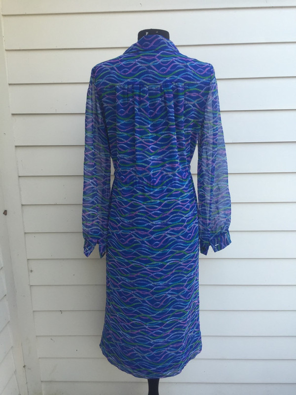 70's abstract print blue Japanese dress size XL 70's abstract print blue Japanese dress size XL