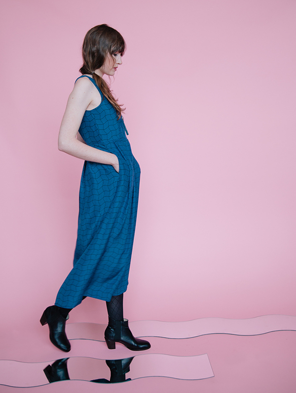 Dusen Dusen Long Pleat Dress-Wavy Grid Dusen Dusen Long Pleat Dress-Wavy Grid