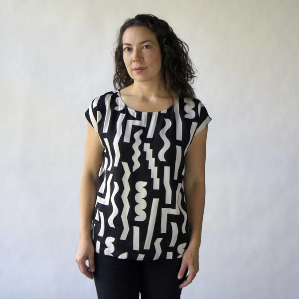 Oversize Tee in Black Slash Print Oversize Tee in Black Slash Print