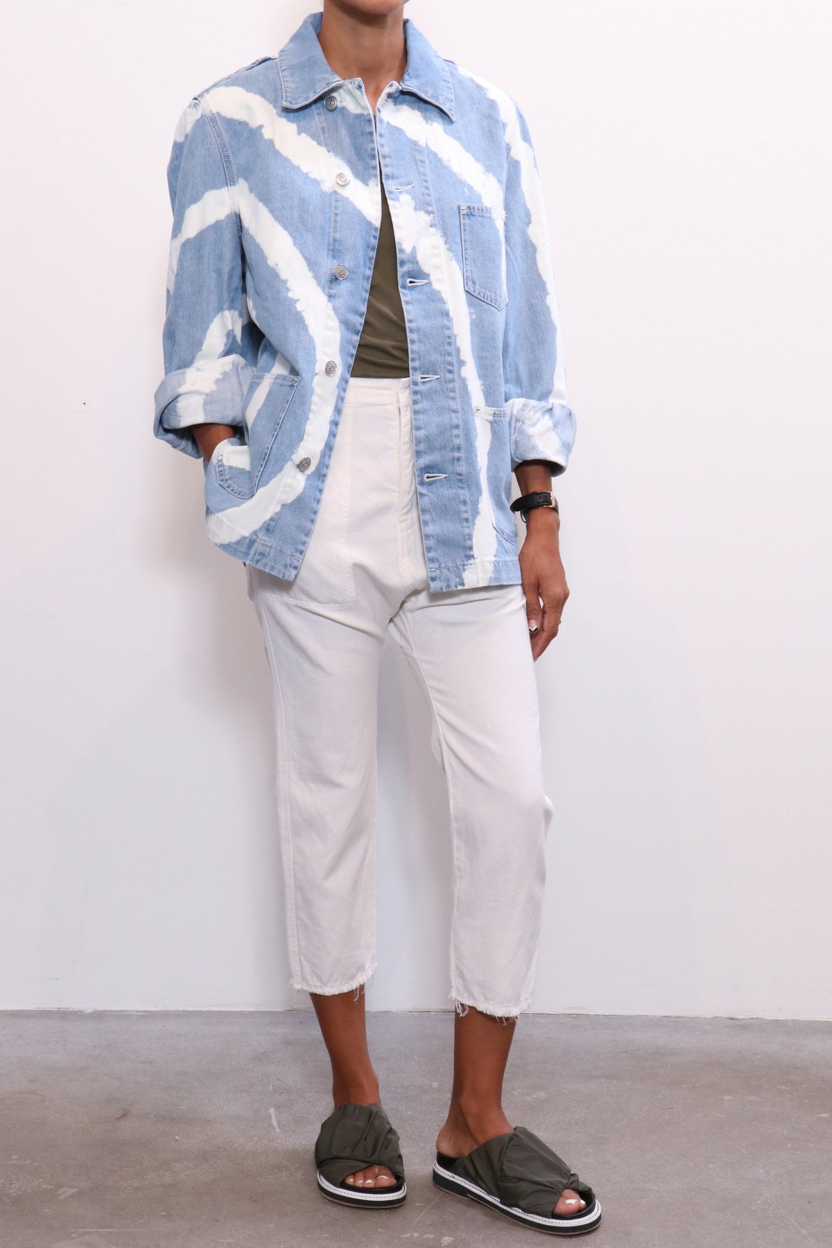 Ganni Blue Washed Denim Jacket - hand 
