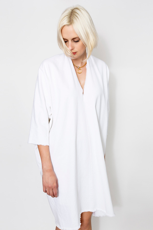 Miranda Bennett Muse Dress, Denim in White Miranda Bennett Muse Dress, Denim in White